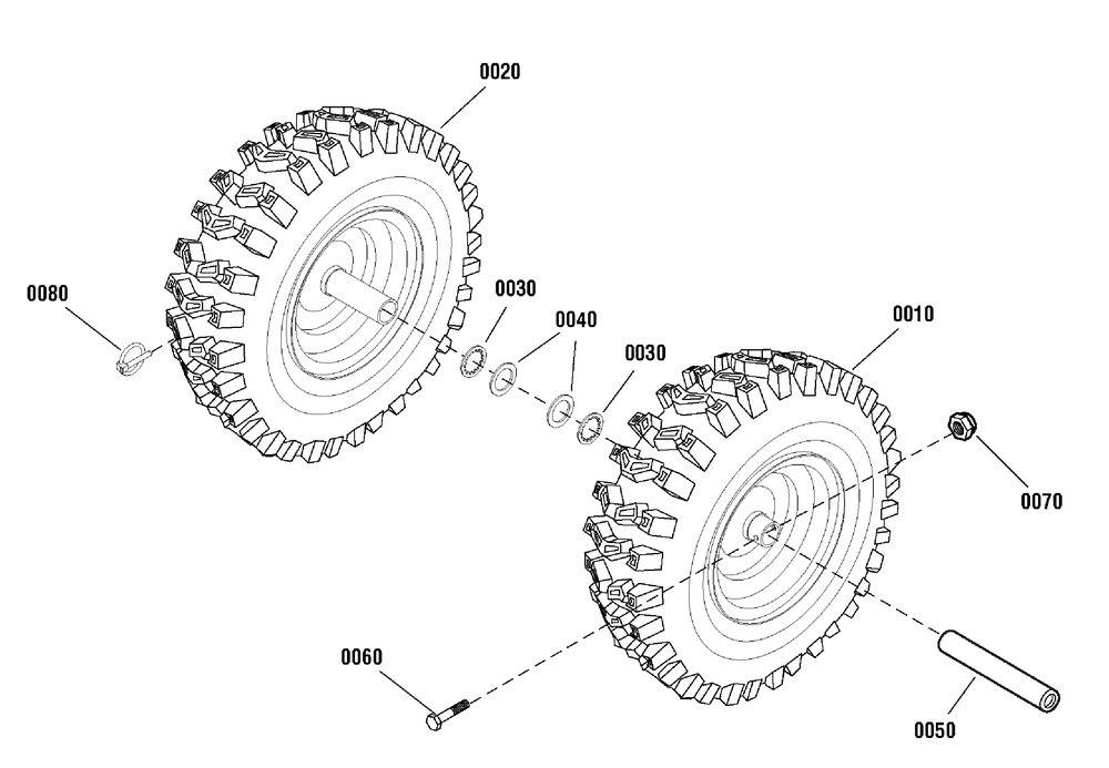 Wheels And Tires Group Diagram and Parts List for 1695750-18-2830-30 2009 Briggs and Stratton Snow Blower